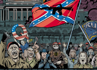 1/6: The Graphic Novel, Issue #1 – What if the Attack on the U.S. Capitol had Succeeded? 1/6: The Graphic Novel by writers Alan Jenkins and Gan Golan, and art by Will Rosado