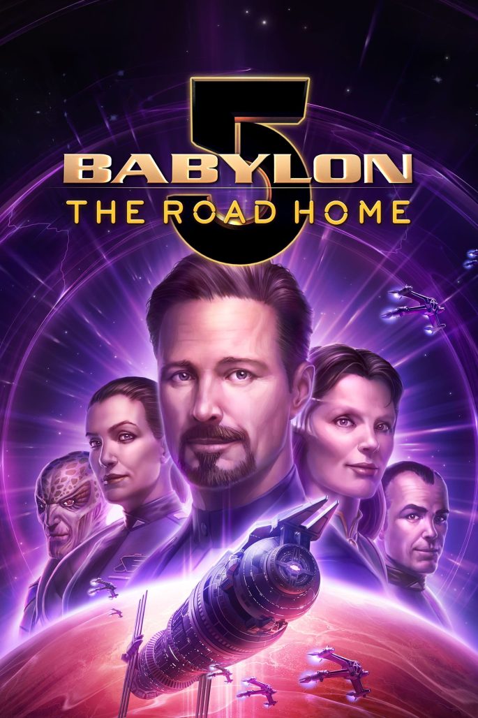 Cover of Babylon 5: The Road Home. Features the Babylon 5 space station and the faces of Sheridan,, Delenn, Ivanova, Garibaldi, and G'kar. The planet Epsilon 3 is in the background.