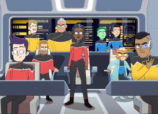 INTERVIEW: Showrunner Mike McMahan with revelations on the STAR TREK: LOWER DECKS season 4 finale The Cerritos bridge crew with the Beta Shift alums in the Star Trek: Lower Decks season 4 finale, "Old Friends, New Planets."