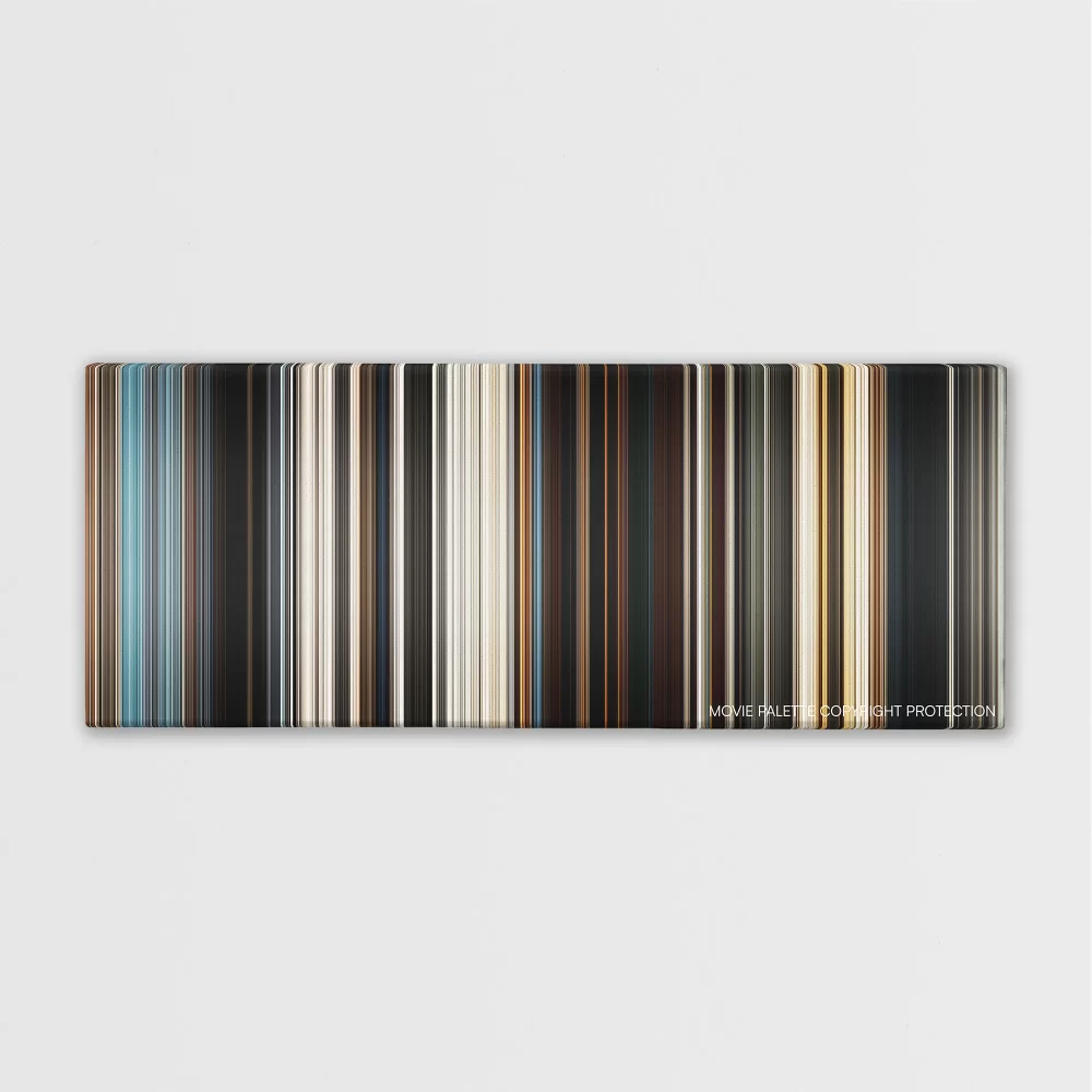 Hundreds of horizontal lines, mostly earthy brown and yellow tones.