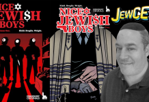 INTERVIEW: Neil Kleid talks brotherhood, betrayal, and bar mitzvahs in NICE JEWISH BOYS Black and white image of white man's face against background that reads "Nice Jewish Boys"