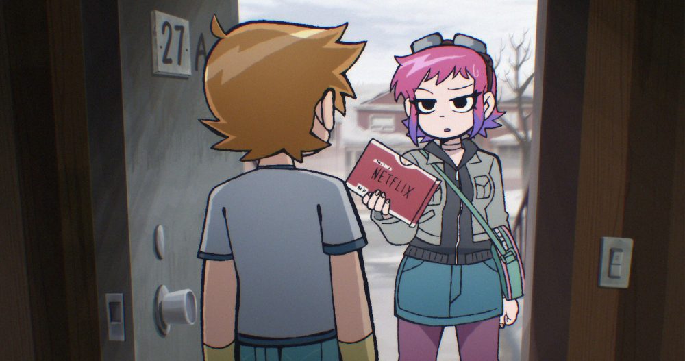 Scott Pilgrim gets a Netflix DVD from Ramona Flowers in Scott Pilgrim Takes Off