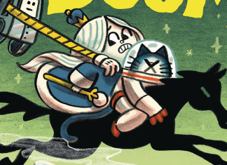 INTERVIEW: Mac Barnett and Shawn Harris on serving up THE FIRST CAT IN SPACE AND THE SOUP OF DOOM The First Cat in Space and the Soup of Doom cover featuring the titular feline riding a steed with his friends