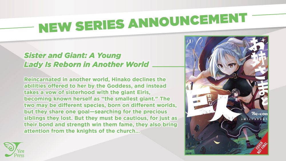 Cover Artwork and Synopsis for Sister and Giant: A Young Lady Is Reborn In Another World