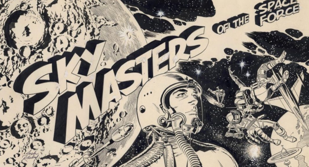 Sky Masters of the Space Force logo in black and white