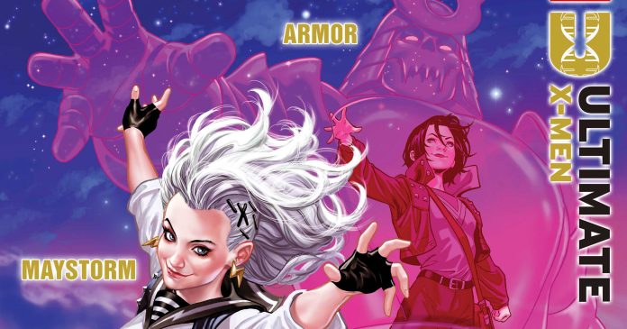 ULTXMEN2024001_Brooks Armor and Maystorm in Ultimate X-Men #1 Mark Brooks cover