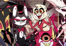 TV Review: Check in for a sacrilegious sing-along at HAZBIN HOTEL Sir Pentious, Husk, Charlie Morningstar, Niffty and Angel Dust on Hazbin Hotel.