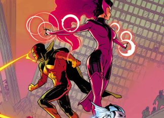 BLOOD HUNT #1 gets a foil variant by Javier Fernandez Fernandez Foil for Bloodhunt issue #1 that sees Scarlet Witch, Thor, and Spider-Man on the cover