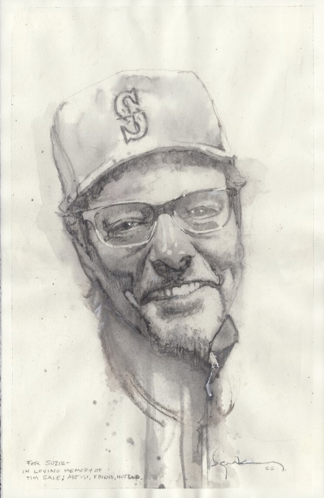 Bill Sienkiewicz's portrait of Tim Sale for BILLI 99 hardcover edition from Clover Press