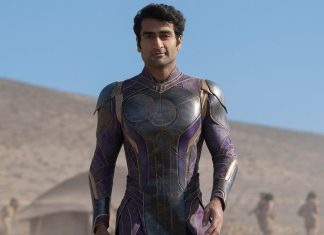 ETERNALS star Kumail Nanjiani opens up about anxiety kumail nanjiani as Kingo walking in the desert in the eternals