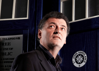 Steven Moffat returns to DOCTOR WHO for a ‘Hitchcockian’ episode Steven Moffatt standing in front of the TARDIS