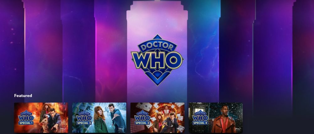 Disney+'s Doctor Who Collection page, screenshot taken by Derrick Crow