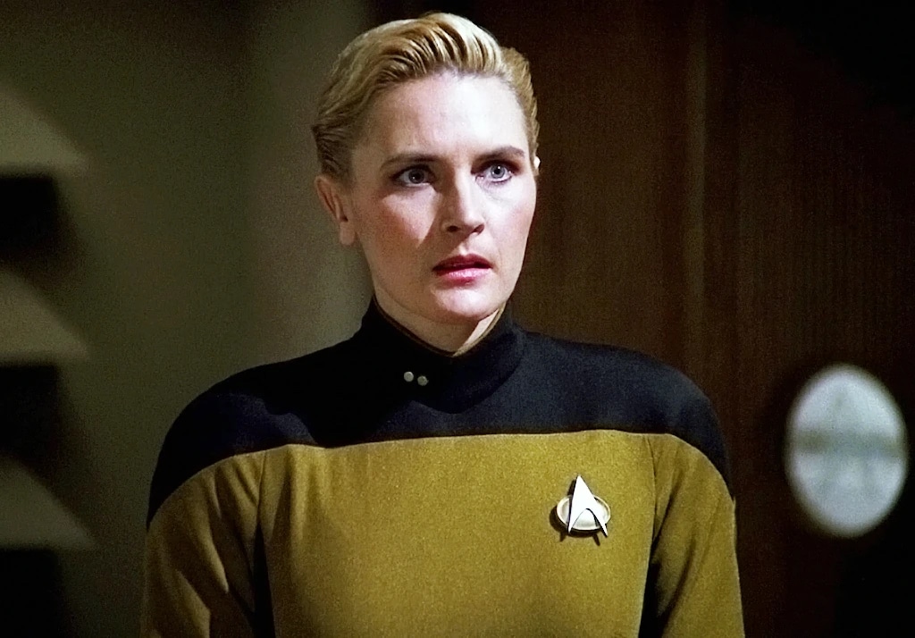 Tasha Yar doesn't have time for your shit in Star Trek: The Next Generation.