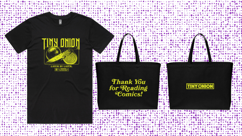 Tiny Onion T-Shirts and Tote bags for C2E2 2024