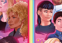 Roundtable Review: Celebrate our queer future with STAR TREK: CELEBRATIONS #1 Seven, Raffi, Gray Tal and Adira Tal on the cover of Star Trek: Celebrations #1.