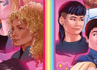 Roundtable Review: Celebrate our queer future with STAR TREK: CELEBRATIONS #1 Seven, Raffi, Gray Tal and Adira Tal on the cover of Star Trek: Celebrations #1.
