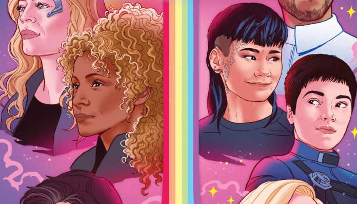 Celebrations Seven, Raffi, Gray Tal and Adira Tal on the cover of Star Trek: Celebrations #1.