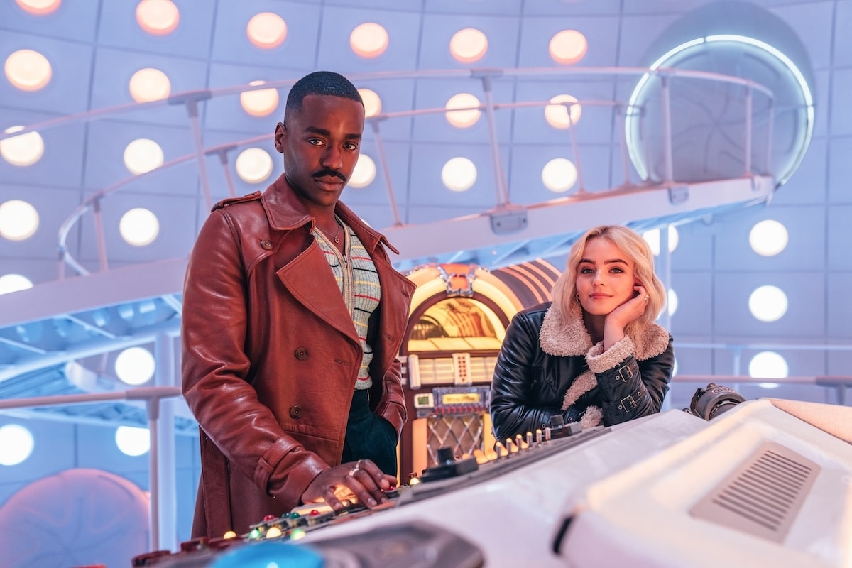 Ncuti Gatwa as the 15th Doctor and Millie Gibson as Ruby Sunday in the TARDIS