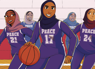 Excerpt: WE ARE BIG TIME’s real-life inspired story Five hijab-wearing basketball players from the cover of We Are Big Time.