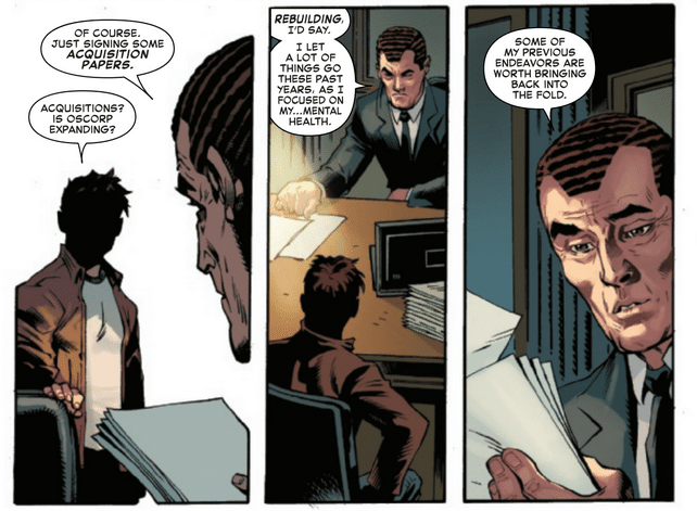 Norman Osborn and Peter Parker from Amazing Spider-Man #50 by Zeb Wells and Ed McGuinness