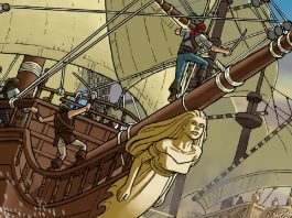 Exclusive Preview: Stickleback becomes a pirate captain in the 2000 AD SCI-FI SPECIAL 2024 Stickleback interior art (cropped)