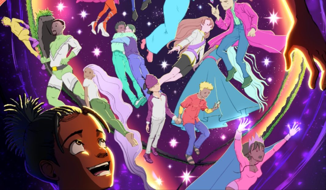 WinC International Pridefest promotional image, showing in the lower corner a Black girl in celebration