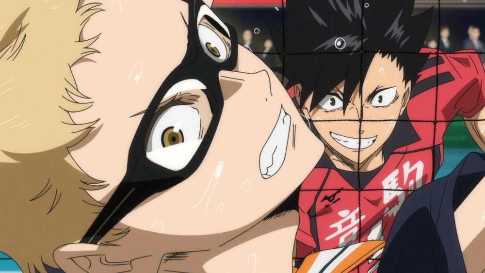 Kuroo smashes through Tsukishima