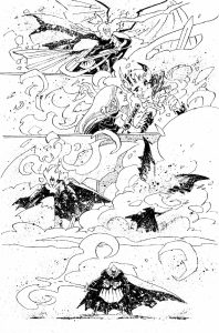interior art girl stabs flaming beast