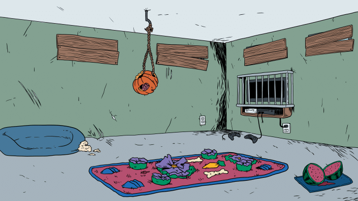 teething werewolf basement