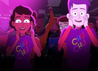 SDCC ’24: Replicate exclusive STAR TREK t-shirts at PARAMOUNT+’s THE LODGE "Terminal Provocations" -- Pictured (L-R) Tawny Newsome as Ensign Beckett Mariner and Jack Quaid as Ensign Brad Boimler of the CBS All Access series STAR TREK: LOWER DECKS. Photo Cr: Best Possible Screen Grab CBS ©2020 CBS Interactive, Inc. All Rights Reserved. Maybe they will have Chu Chu shirts at The Lodge.