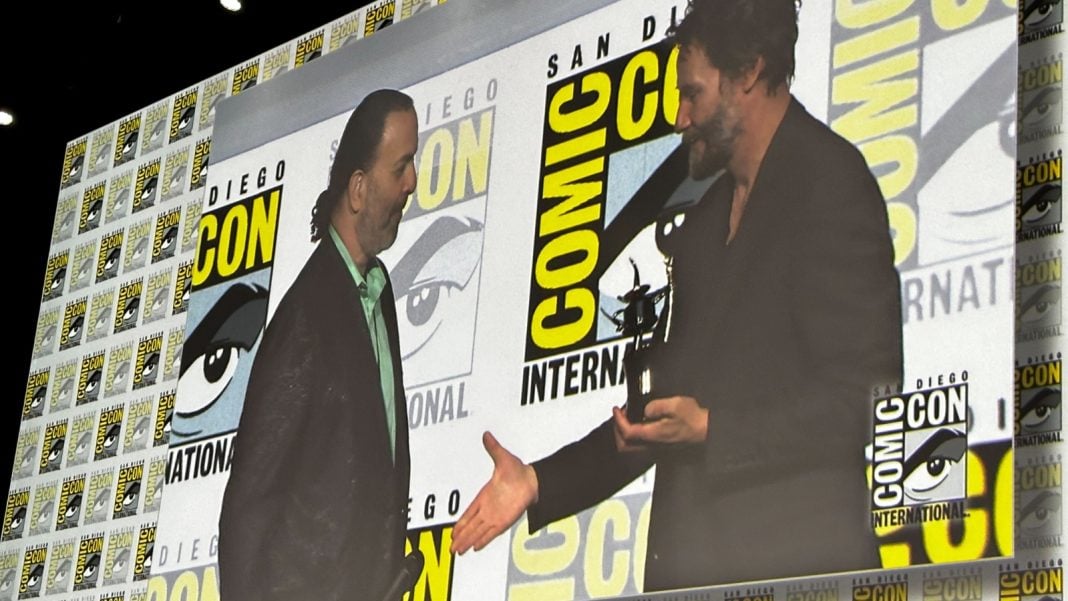Keanu Reeves receives Inkpot Award in Hall H at San Diego Comic-Con 2024 photo by Robert Powers Keanu Reeves receives Inkpot Award in Hall H at San Diego Comic-Con 2024 photo by Robert Powers