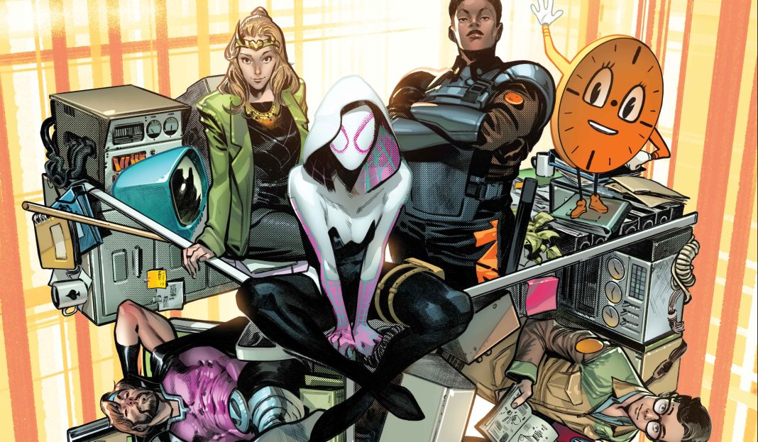 TVA #1 comic cover with Spider-Gwen, Sylvie, Miss Minutes, and more