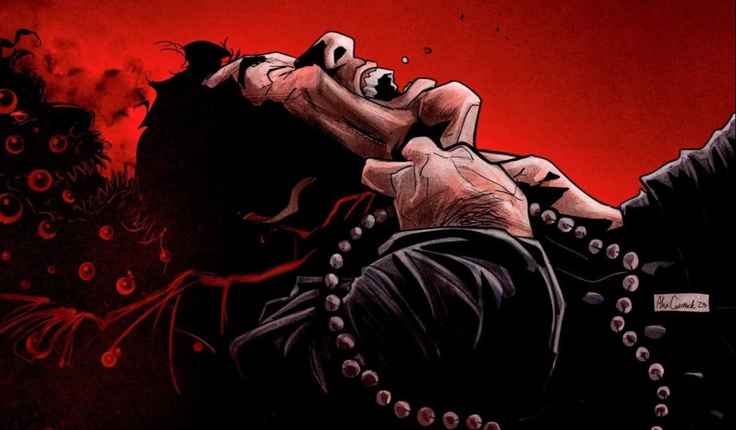 a man choked out with rosary beads