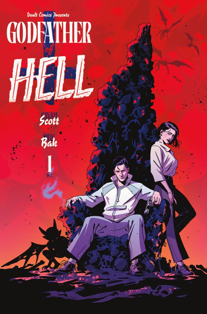 godofhell cover A white man sits on a very tall throne of skulls. A white woman leans against it.