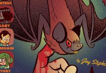 SDCC ’24: DWELLINGS Returns for Halloween with DWELLINGS: SECOND STORIES to arrive in 2025 bat being put under chin with finger covered in red blood