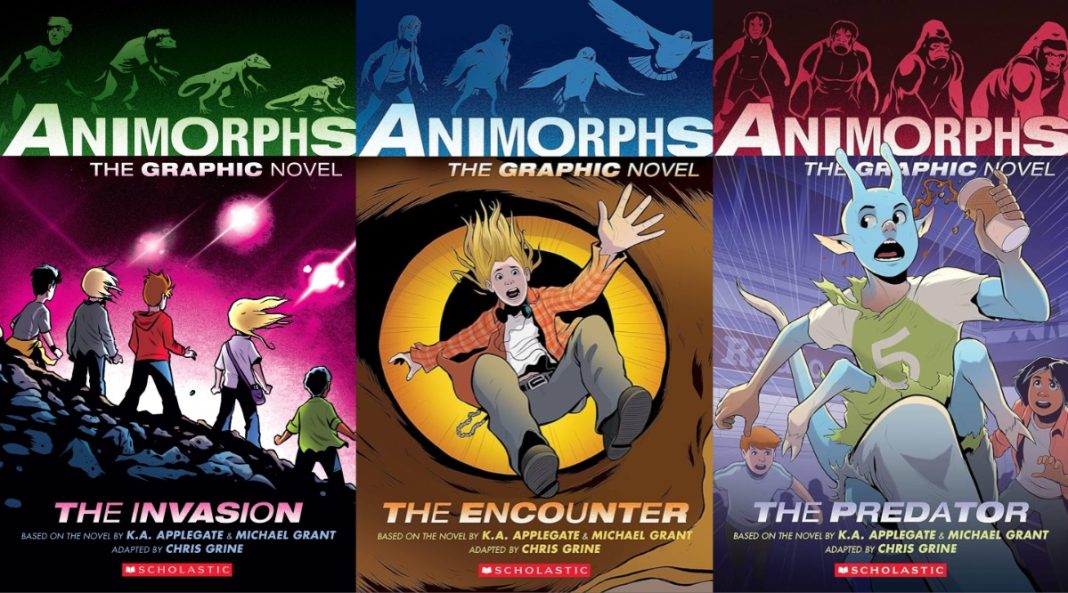 Covers for Animorphs graphic novelizations for 1, 3 and 6