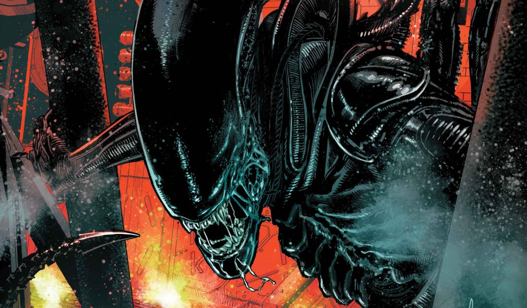 ALIENROM2024001_Checchetto Alien xenomorph with orange backdrop