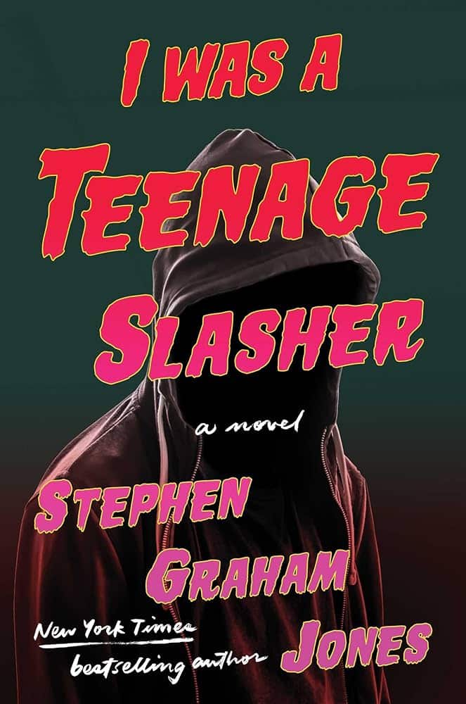 hoodie in backdrop with no person with I was a teenage slasher letters in foreground