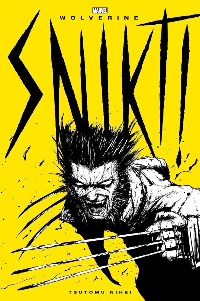snikt! cover. a black and white logan snarls with his claws out.
