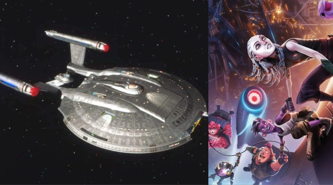 L: NX-01 Enterprise. R: Star Trek: Prodigy.