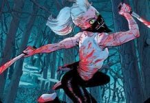 Erica Slaughter to star in prose novel HOPE IS A KNIFE something is killing the children Erica Slaughter with bloody blades in hands and covered in blood at her sides