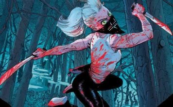 Erica Slaughter to star in prose novel HOPE IS A KNIFE something is killing the children Erica Slaughter with bloody blades in hands and covered in blood at her sides