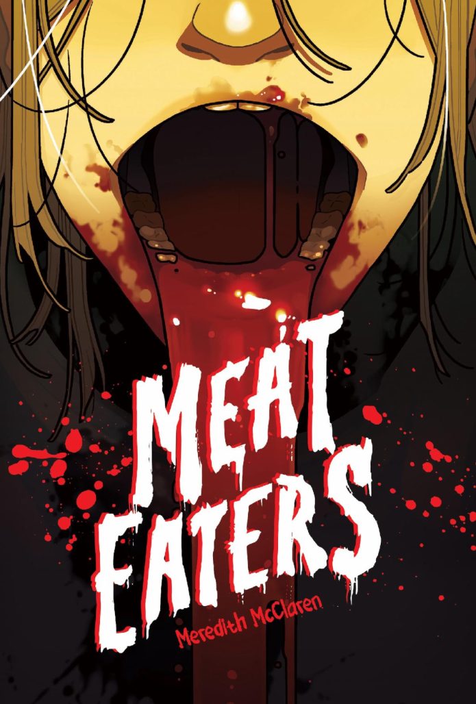 meat eaters cover is a mouth with the title spilling out of it