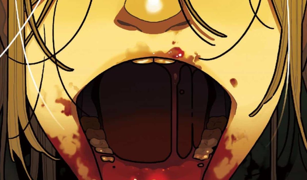 meat eaters cover is a mouth with the title spilling out of it