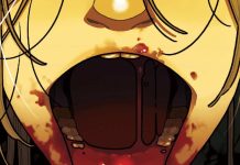 MEAT EATERS graphic novel announced by cartoonist Meredith McClaren meat eaters cover is a mouth with the title spilling out of it