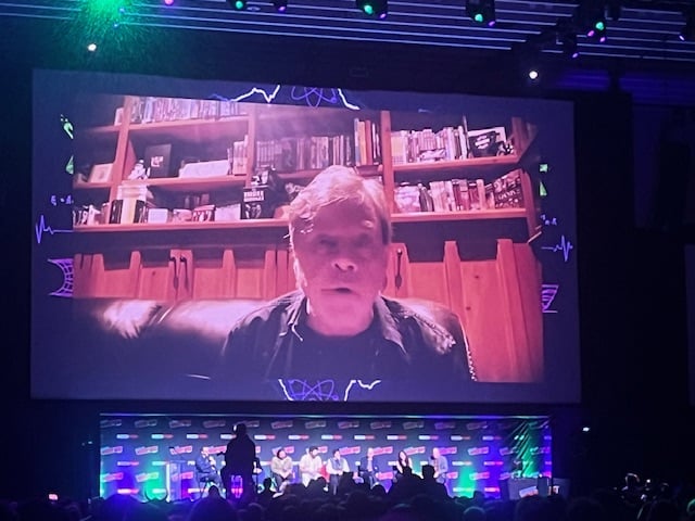 Mark Hamill asks a question during the What We Do In the Shadows panel at NYCC 2024