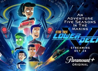 TV Review: STAR TREK: LOWER DECKS season 5 sticks the landing L-R Tawny Newsome as Ensign Mariner, Noel Wells as Ensign Tendi, Jack Quaid as Ensign Brad Boimler, Gabrielle Ruiz as T'Lyn and Eugene Cordero as Ensign Rutherford appearing in season 5 key art of Lower Decks streaming on Paramount+, 2024. Photo Credit: Paramount+