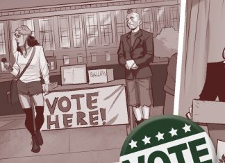 Exclusive: Maverick’s STUDENT GOVERNMENT offers a step-by-step Voting Guide Voter Guide from Student Government graphic novel (cropped)