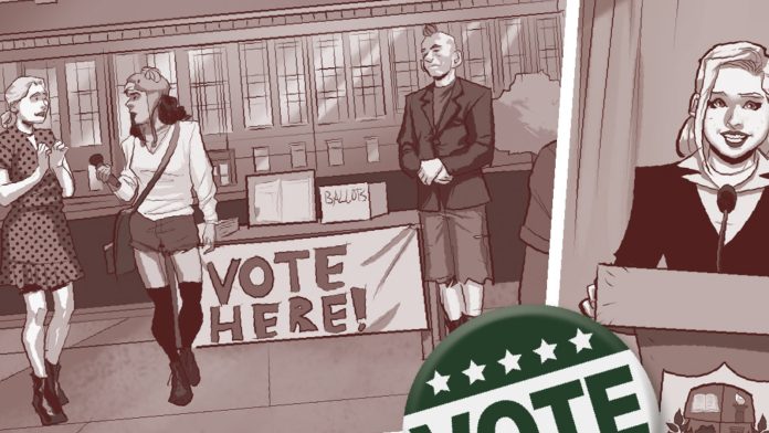 Voter Guide from Student Government graphic novel (cropped)