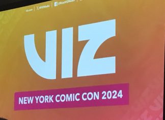 NYCC ’24: Ninjas, Roosters, Soul Reapers, and Grave Weavers at the Viz Industry Panel The white Viz logo on orange background seen during the opening minutes of the industry panel